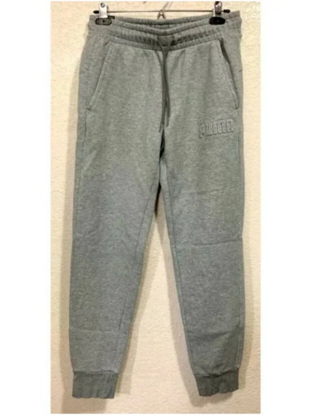 Puma Fleece Lined Athletic Embossed Gray Sweatpants Joggers